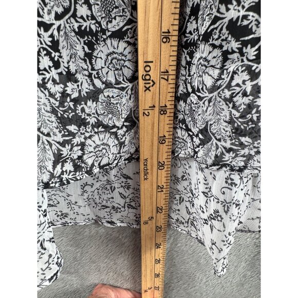 Faded Glory Womens Floral Black & White Sleeveless Chiffon Tank Top M (8-10) - Picture 7 of 12